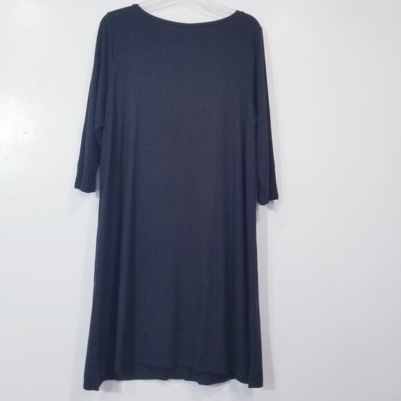 J. Jill Wearever Collection Black Jersey Shift Dress Boatneck Lagenlook - Picture 2 of 10